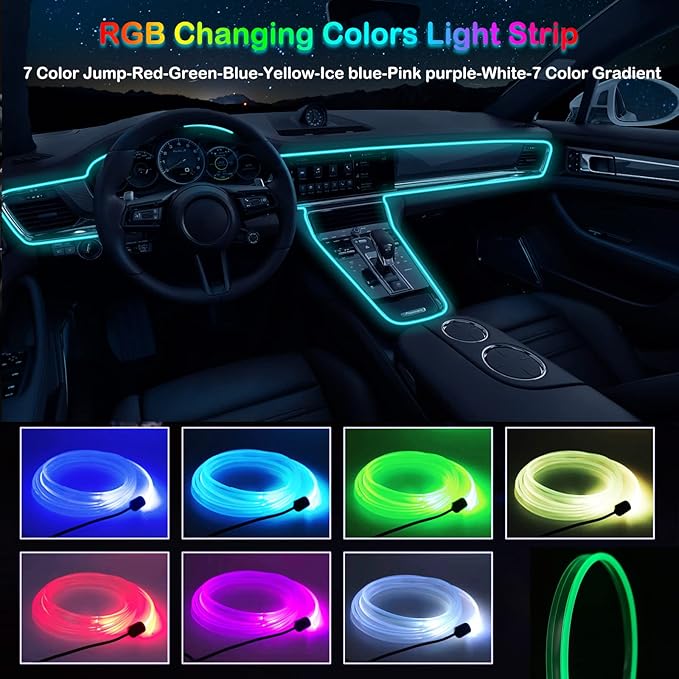 Interior Car LED Strip Lights, RGB USB Car Ambient Lighting with Fiber Optic, EL Wire Car Accessories