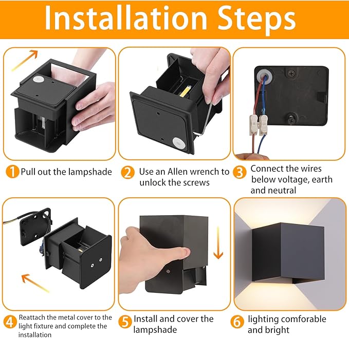 2 Pack LED Outdoor Wall Light Exterior/Interior,Modern Black Square Aluminum Up Down Light Outdoor Set,Variable Beam IP65 Waterproof Lights.15W 3-Color-Changeable Outside Exterior Lighting Fixtures.