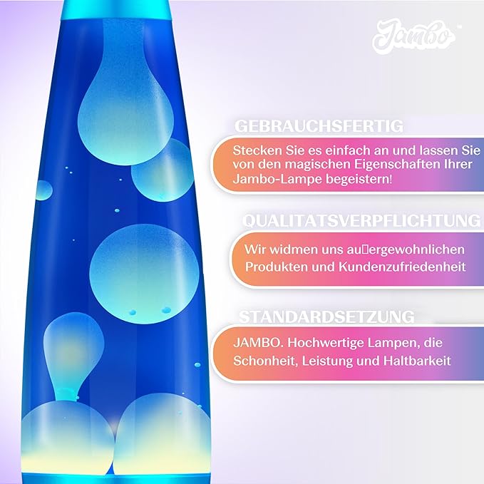 JAMBO 16" Beautiful Lamp- Blue with White/Blue Wax, Relaxing Liquid Light, Night Light Nightlight, Home Decor Living Room Office Bedroom Lamp for Adults Teens Kids, Magma Motion