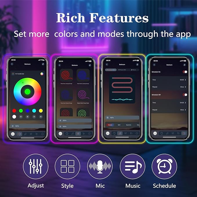 32.8FT Neon Rope Lights,Flexible Led Rope Light Control with App/Remote,Multiple Modes,Music Sync,IP65 Outdoor RGB Led Strip Lights Waterproof