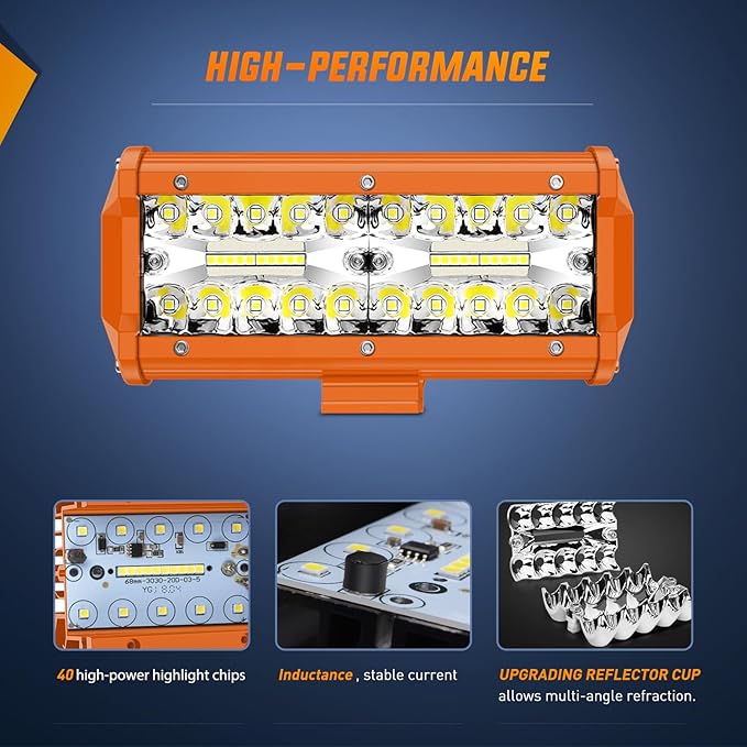 Nilight LED Light Bar 2PC 6.5Inch 120W Flood Spot Combo Triple Row Driving Lamp Roof Bumper Off Road Work Lights for Van Camper Wagon Car Pickup Golf Cart ATV UTV SUV Truck Boat 4x4