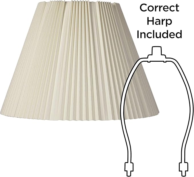 Eggshell Pleated Large Empire Lamp Shade 9" Top x 17" Bottom x 11.75" High x 12.25" Slant (Spider) Replacement with Harp and Finial - Springcrest