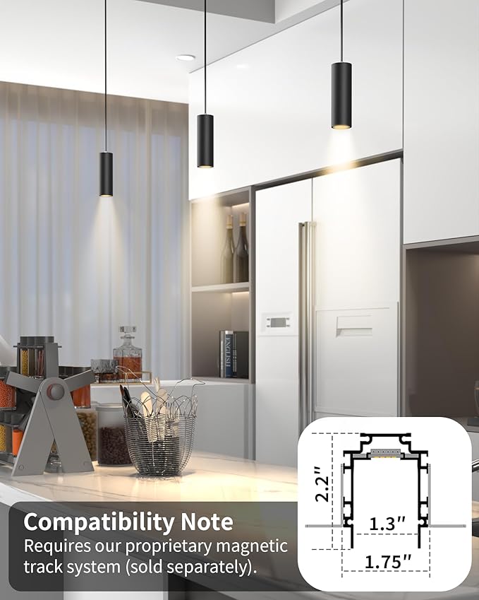 LED Spotlight Pendant Downlight Lamp Head, 24V Magnetic Track Lighting Pendans Light, 7W LED Lamp,Smart Control via App, Remote & Voice, Dimmable & CCT 2700K-6000K, Beam Angle 24°