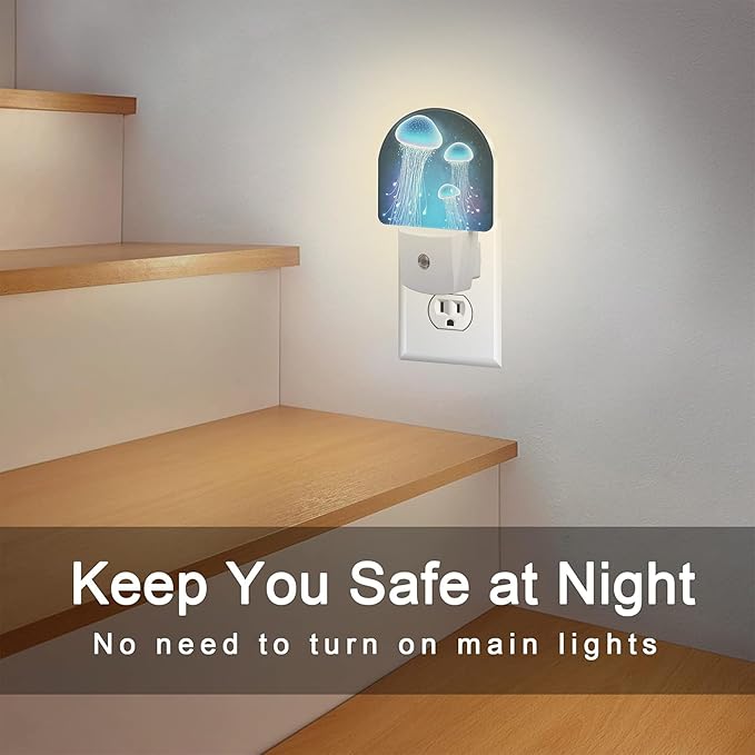 Magic Glowing Jellyfish Night Light, Undersea World Marine Life Dusk to Dawn Night Light Plug in,0.5w Energy Saving Sleep Friendly NightLight for Kids Boys Girls Home Decor