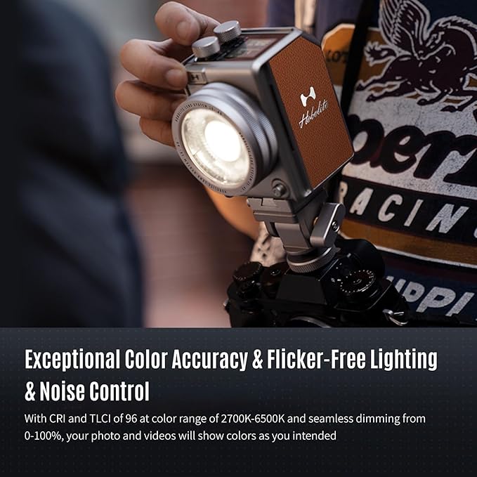 Photography Lighting Mini Creator Kit - 20W Bi-Color LED Light with CRI/TLCI 96+, 2700K-6500K Dimmable, App Control, Flicker-Free, Aircraft-Grade Aluminum with Vegan Leather Accents