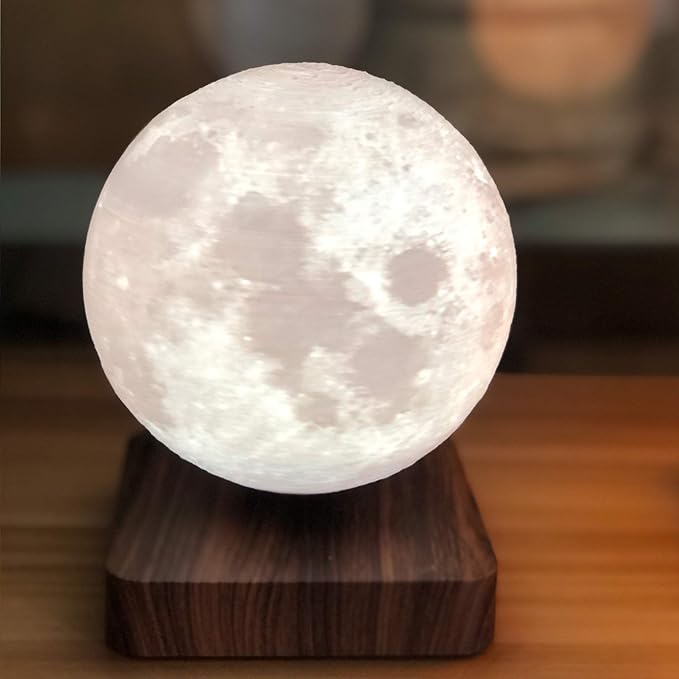 ACEDOAMARE Night Light Moon Light Magnetic Floating Planet Lamp Interior 3D Print LED Bedside Nursing Creative Gift Table Lamp (13cm Moon)