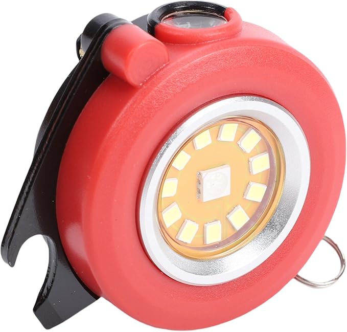 Keenso Keychain Flashlight, Aluminum Alloy Portable LED Torch with RGB Modes, Emergency Light for Camping and Car Repair (Red)
