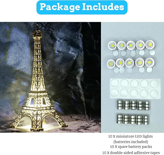 Mini LED Lights, 10 PCS Small Spotlight Battery Operated Tiny SMD Lamp for DIY Craft & Creative Decor. Perfect for Miniatures, Displays, and Custom Projects (Cool White)