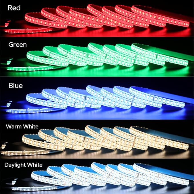 IP65 Waterproof RGBCCT LED Strip, 24V 5m 16.4ft 5050 560 LEDs 12mm Width Flex Cut to Length Dimmable RGBWW LED Strip Light for Damp Environment (16.4Ft IP65 Waterproof)