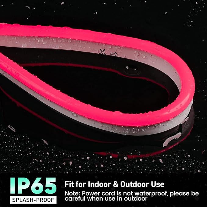 GZBtech Flexible LED Neon Rope Lights 66FT,AC 110-120V Waterproof Strip Light, 120 LEDs/M Cuttable Connectable Neon Lighting for Indoor Outdoor Home Decor/Commercial Building Use-Red 20M, ETL Listed