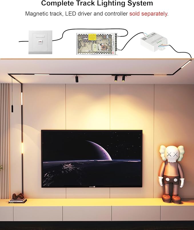 90-Degree Corner Connector for 4-Wire Magnetic Track Lighting, Aluminum Alloy Vertical Shape Joint, Recessed Rail for LED Track Light, ONLY Compatible Rails