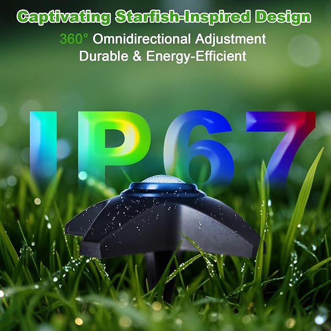 Outdoor Ground & Underwater Pond Lights 47ft - RGB Music Sync, IP68 Waterproof DIY Scene Modes, Works with Alexa Google Assistant, Safe 12V Low-Voltage Path Lights for Garden Patio Pool Wedding Party