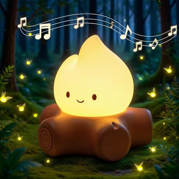 Fake Campfire Lamp, Ambient Lighting, White Noise Soothes The Mood, Portable Rechargeable Night Light, Candlelight Mode Mood Lighting, Bedroom, Desktop, Camping Decor, Cute Gifts