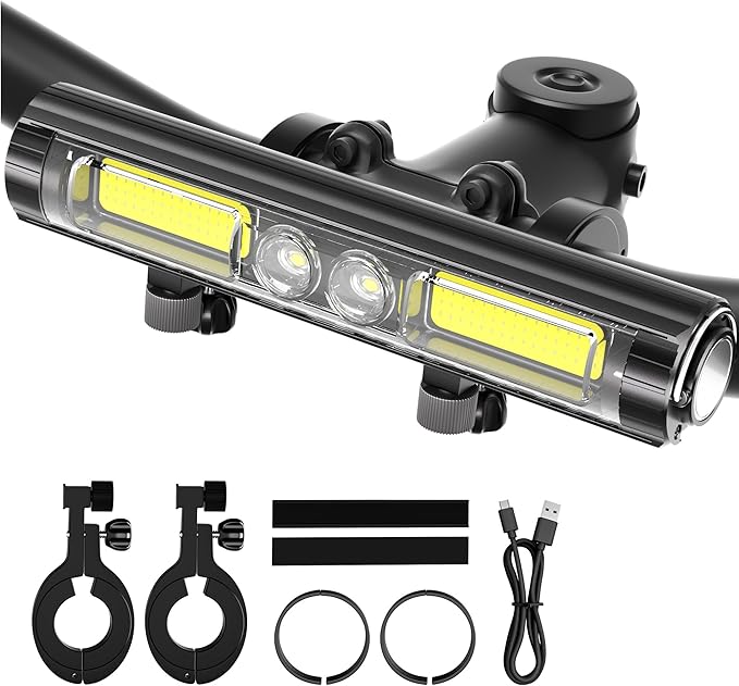 Super Bright LED Bike Lights for Night Riding, Rechargeable Bicycle Headlight with Hook, 8 Modes, Aluminum Alloy Waterproof Bike Headlight for Adult Mountain MTB Off-Road Cycling Commuting