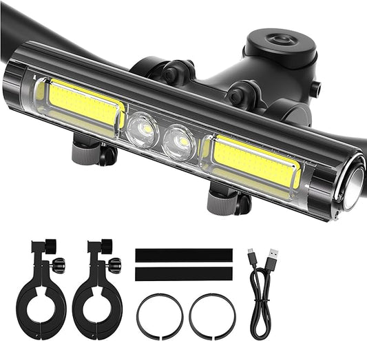 Super Bright LED Bike Lights for Night Riding, Rechargeable Bicycle Headlight with Hook, 8 Modes, Aluminum Alloy Waterproof Bike Headlight for Adult Mountain MTB Off-Road Cycling Commuting