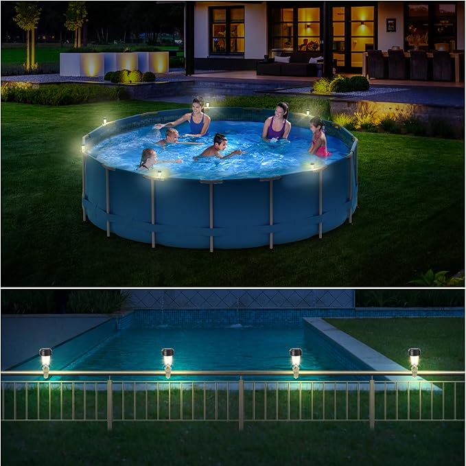 Solar Pool Lights - 6 Pack, Pool Light for Framed Above Ground Pools, Outdoor Swimming Pool Fence Decoration Accessories, Waterproof LED Pool Solar Lights, Pool Enclosure Lighting Decor