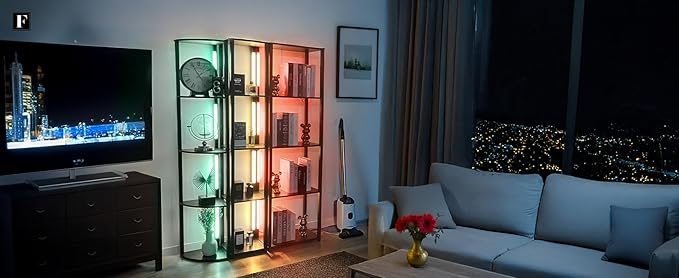 FENLO RGB Floor Lamp with Shelves Fancy Pro, Dimmable Display Shelf Lamp with Color Temperature Control, App & Remote, Bright Long-Lasting Integrated LED