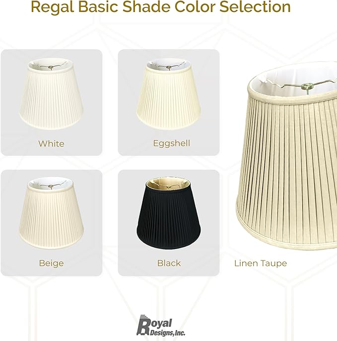 Royal Designs, Inc. Deep Empire Side Pleat Basic Lamp Shade, BSO-728-14WH-2, White, 8 x 14 x 11, Set of 2