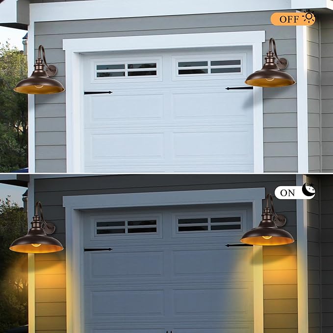 Exterior Farmhouse Gooseneck Barn Light, 16 Inch Vintage Outside Garage Light Fixtures, 4PCS Anti-Rust Waterproof Outdoor Light for Patio Frontdoor Entryway Doorway