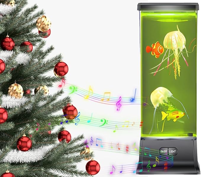 COLORLIFE Cool Electric Jellyfish Lamp with Bluetooth Speaker Music Gift for Boys Girls Adults Aquarium Tank Sensory Mood Night Light for Decorate Relax