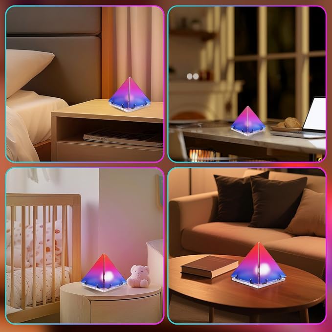 DIY Pyramide Mood Light, 3D Triangel Light, Geometric Creative Decoration for Gaming Room, Dinner Table, Childroom,Valentines Day Gifts Kids Night Light Gift,USB Powered