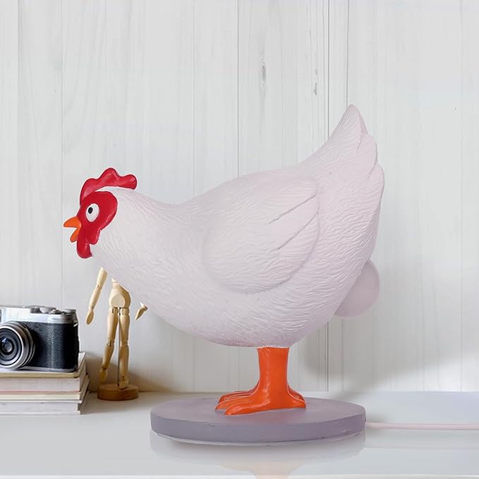 Ammonite Chicken Lamp With Egg in Butt, 3D Laying Egg Night Light, Funny Resin Lifelike LED USB Warm Light Table Lamp, Easter Christmas Birthday Gift