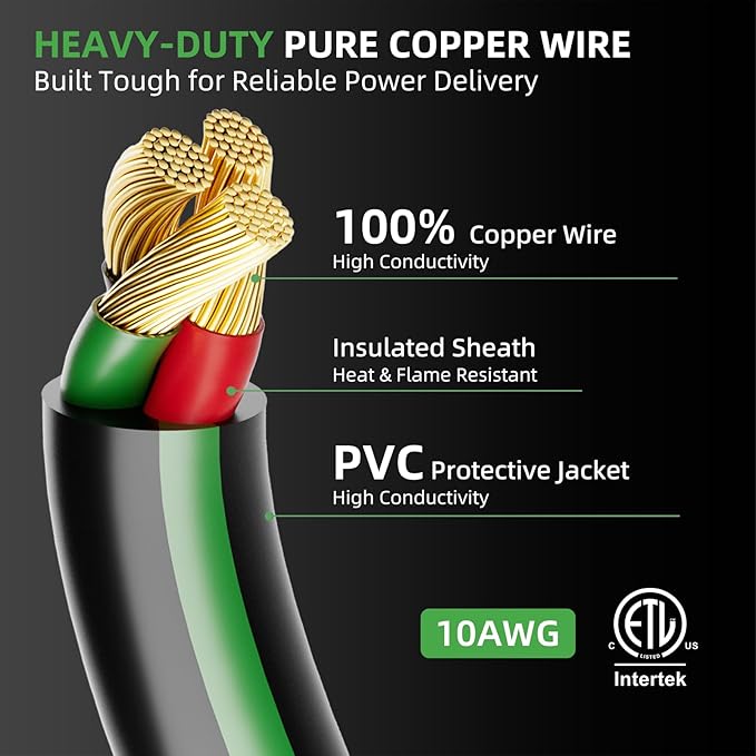 NEMA L6-30 Extension Cord 10FT, 30 Amp 250V 7500W, L6-30P to L6-30R Twist Lock Generator Cord, 10 Gauge SJTW, Heavy Duty Locking Power Cord for Welding, Brewing, and Industrial Use, ETL Listed