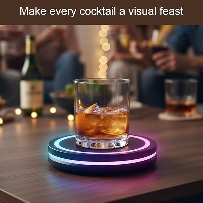 Smart Coaster Cocktail Machine, Portable Cocktail Maker Interactive Lighting with Built-in Smart Sensing Tech Easy to Clean & Carry Compact Storage for Mat Bar Club Drink