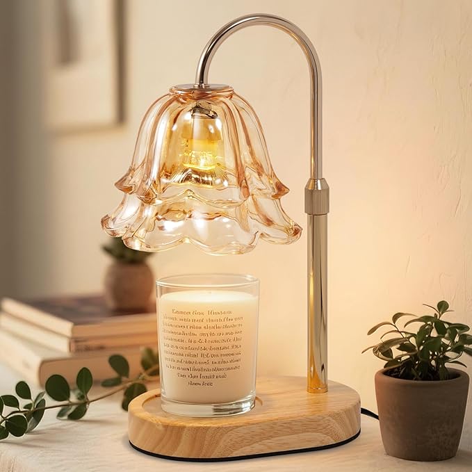Flower Candle Warmer Lamp with Timer - Dimmable Electric Candle Lamp, Birthday Gifts for Women Mom, House Warming Gifts New Home Decor, Adjustable Wax Wamer Light for Jar Candles, Valentines Day Gift
