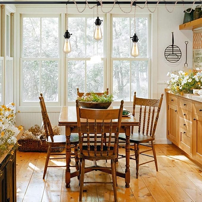 3 Light Hemp Rope Plug in Pendant Light Rattan Hanging Lights with Plug in Cord with Woven Lamp Shade, Plug in Cord Hemp Rope Hanging Lamp