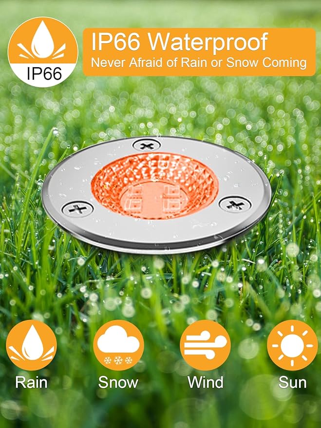 ZUCKEO RGB Low Voltage Landscape Lights LED Color Changing Well Lights, Outdoor In Ground Light Waterproof Accent Spotlights 12-24V Landscape Lighting for Yard Garden Pathway(8Pack with Connectors)