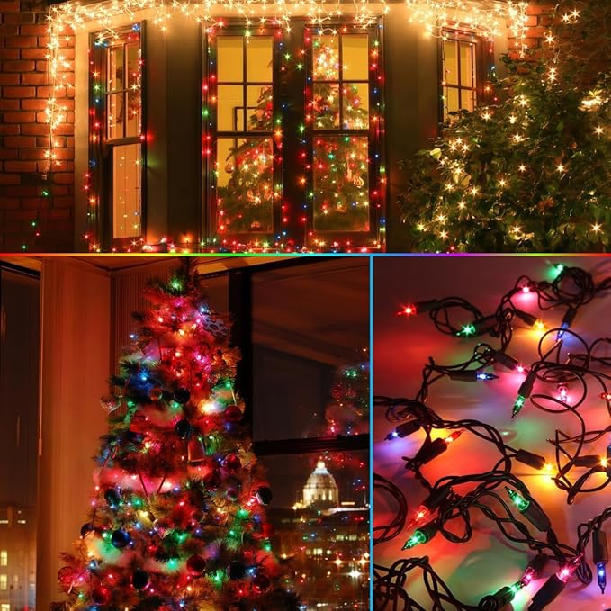 3 Pack Multicolor Christmas String Lights, 100 Count Each, Incandescent Mini Christmas Lights, Connectable Xmas Tree Light for Indoor Outdoor Garland Birthday Holiday Wedding Festival Party