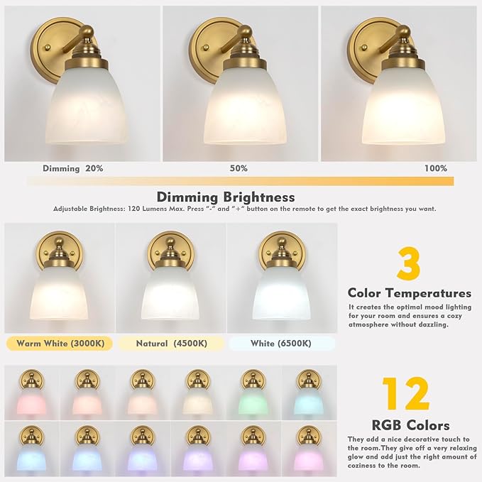 HEQIQEH Vintage Rechargeable Battery Operated Sconce with Alabaster Glass Shade, Cordless Dimmable Remote Control Wall Lighting Bell Shaped Wall Mounted Lamp for Indoor Bedroom Vanity Bathroom