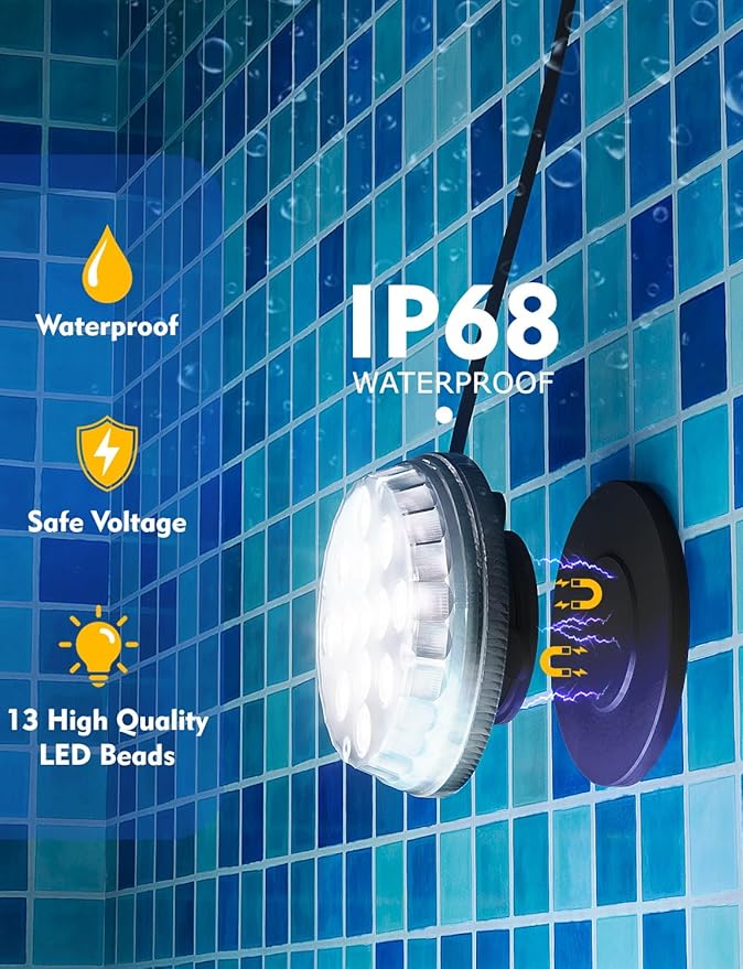 Solar Pool Lights for Inground Pools Waterproof with Remote, Outdoor Solar Lights, RGB 16 Colors Changing Submersible LED Pool Lights for Above Ground Pools Accessories, Pond, Garden (Black,4Pack)