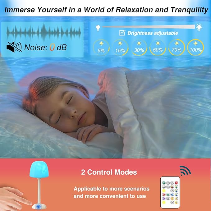 Shower Lamp Ocean Wave Projector Light - 2400mAh Battery Powered Water Ripple Projector Light Rechargeable Water Effect Shower Lights Waterproof for Bathroom Bedroom