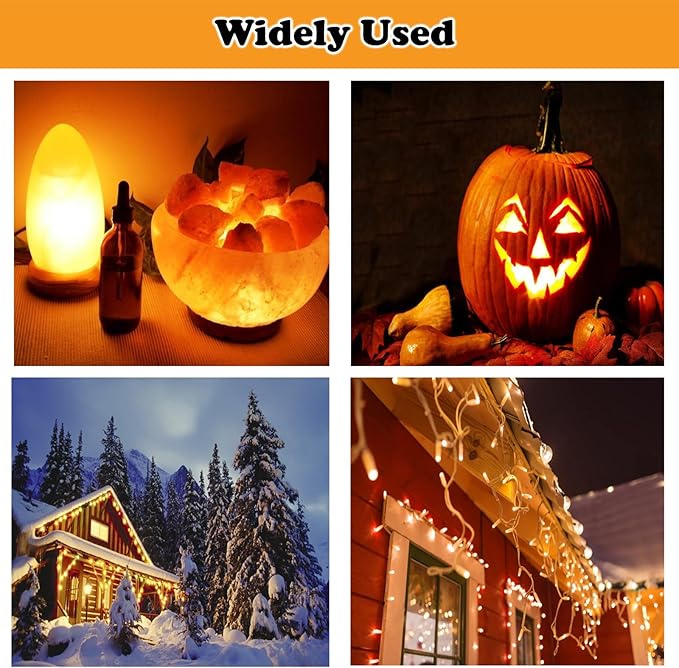Accessory Cord with 4 LED Bulb and Female Plug,C7 Christmas Village String Light 7.8FT White Cord with Spare Fuse for Halloween Pumpkins Christmas Village Houses and Craft Decoration(2PCS)