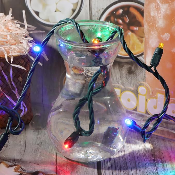 100 LED 5MM Multicolor Christmas Lights, 33FT Indoor/Outdoor String Light, Mini Lights for Garden, Patio, Christmas Trees - Green Wire, Commercial Grade, UL Listed