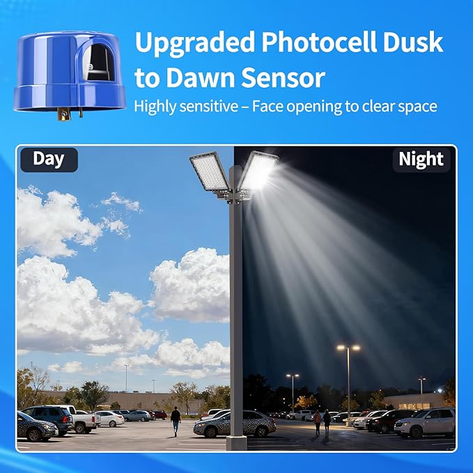 ledmo LED Parking Lot Light 37000lm Outdoor Dusk to Dawn Commercial Street Light with Adjustable Arm Wall Mount 240W IP65 LED Barn Security Area Lights for Yard Sport Warehouse Shop 5000K