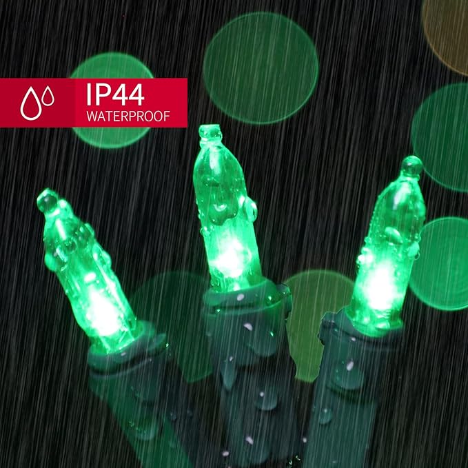 LAMPHOME St. Patrick Mini String Lights,100LED 21.6Ft St Patrick Day Lights, Waterproof Green Lights for Indoor Xmas Tree Garland Birthday Wedding Party Festival Decoration, Green Wire