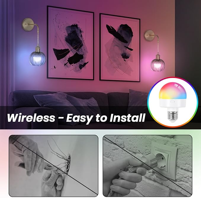 Battery Operated Wall Sconce, Wireless Wall Sconces Decor Set of 2 with RGB Color Changing Dimmable, Wall Sconces Set of Two with Remote, Vintage Wall Lamp for Bedroom Living Room etc