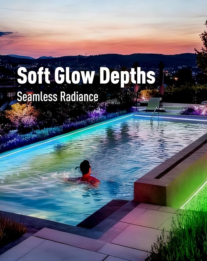 Shine Decor IP68 Waterproof LED Strip Light, 24V Pool Rated Submersible Silicone Neon, UL Listed Underwater Outdoor LED Rope Light for Pool Fountain Waterfall Bathtub, 16x16mm, RGB, 13.12FT