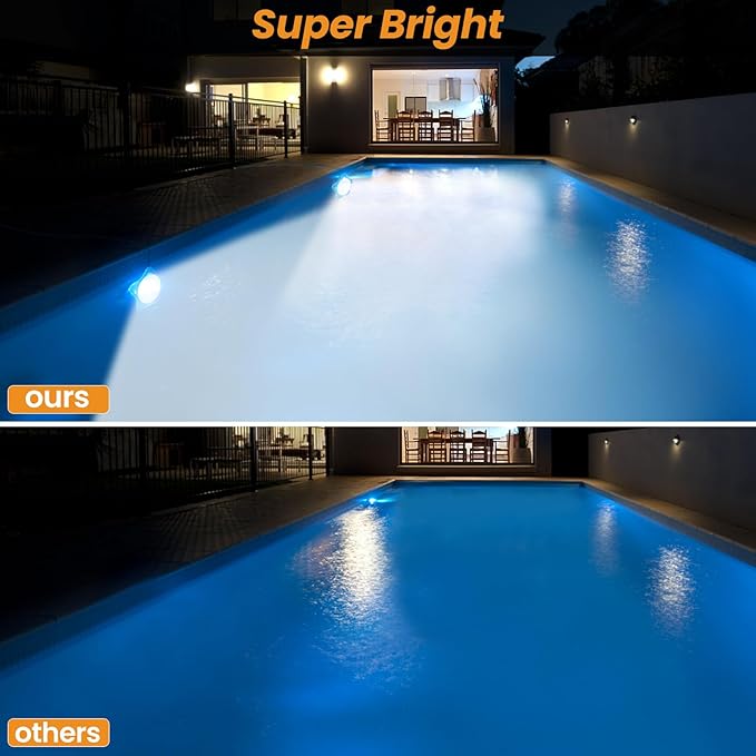 LED Pool Lights with APP Control, 20W Dimmable Underwater Submersible Light with Magnets, IP68 Waterproof Color Changing 12V Pool Lights with Timer for Above Ground Pool
