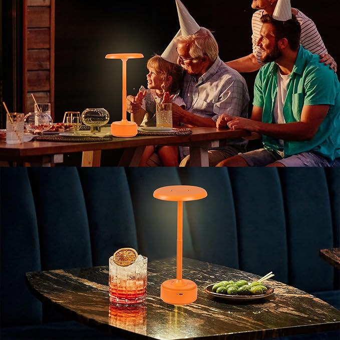 5200mAh Rechargeable Cordless LED Table Lamps Touch Sensor Light, 3-Levels Portable Dimming Wireless Battery Operated Lamp,Night Light/Restaurant Table/Outdoor/Coffee/Bar (Orange Set of 2)