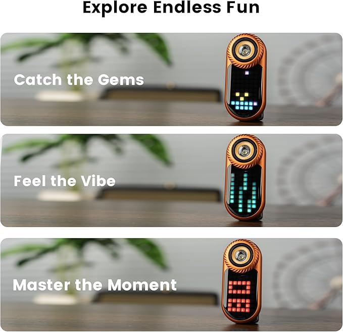 LOOPDOT EDC Flashlight (with DotClip) – Rechargeable Small and Powerful LED Flashlight with RGB Pixel Display, Interactive Games, Adjustable Brightness – Cool Gadget Gift for Kids & Adults (Orange)