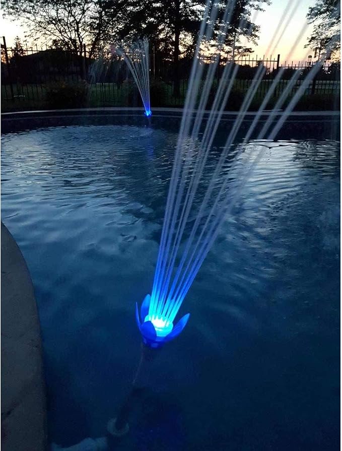Water Powered Swimming Accessory Sprinkler Aerates with Color Changing LED Light Bulb for Use with 1.5 Inch Outlets (2 Pack)