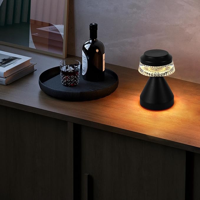 Rechargeable Cordless Table Lamp, Battery Operated Table Light | 3 Color | Stepless Dimming, for Bedroom, Cafe, Camping, Bar, Dining Table, Restaurant (2 Pack)