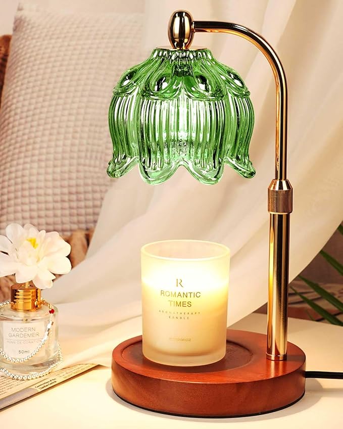 Candle Warmer Lamp with Timer Dimmable, Height Adjustable, Birthday Gifts for Women Mom, Suitable for New Home Decoration, Anniversary Lotus Flower Candle lamp, With 2 bulbs, Suitable for Jar Candles