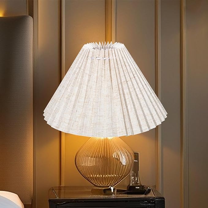Generic Pleated Lampshade Desk Lamp Cover Modern Minimalist Easy Assembly Floor Light Cover Table Lamp Shade for Bedside Home Office, 54 Pleats