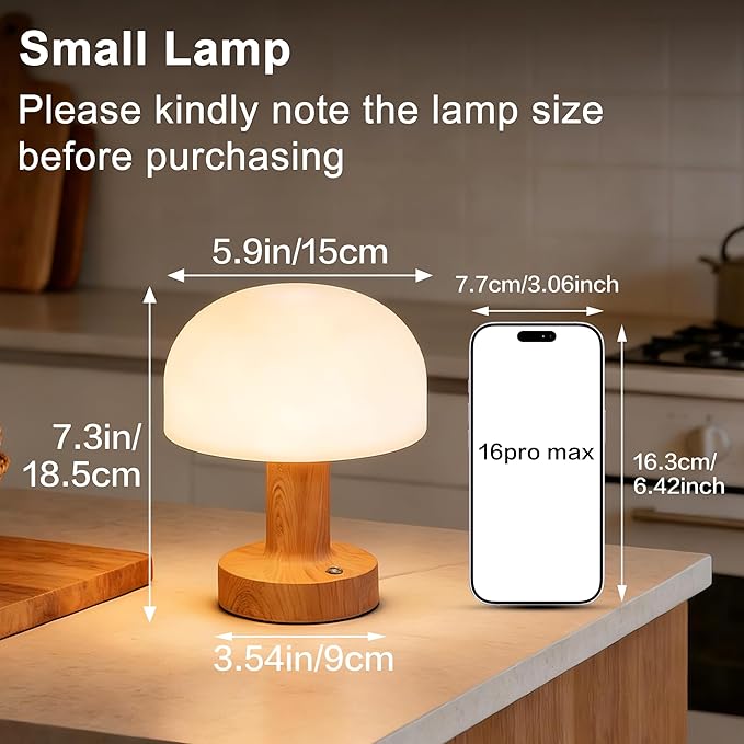 Cordless LED Table Lamp, 2000mAh Battery Operated Desk Lamp with 3 Color Modes & Stepless Dimming, Metal Night Light for Home Decor, Restaurant, Bedroom - USB-C Charging
