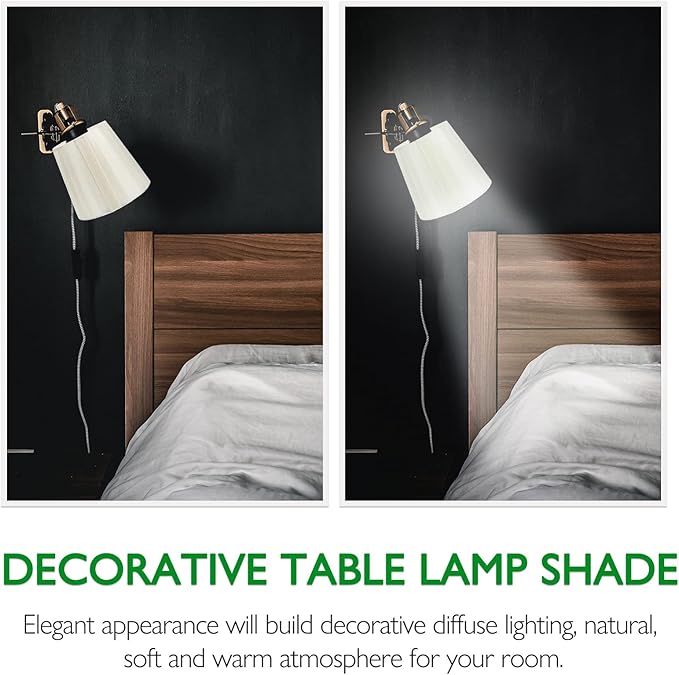 Vintage Decor Modern Lampshade Cloth Lamp Shade, Pleated Lamp Cover Clip on Lampshade Table Lamp Chandelier Shades for Home (Beige) Ceiling Light Shade Lamp Shades